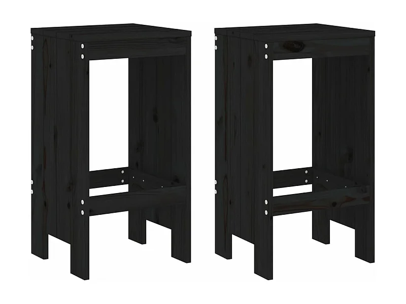 Tabourets de bar 2 pcs noir 40x36x75 bois massif de pin