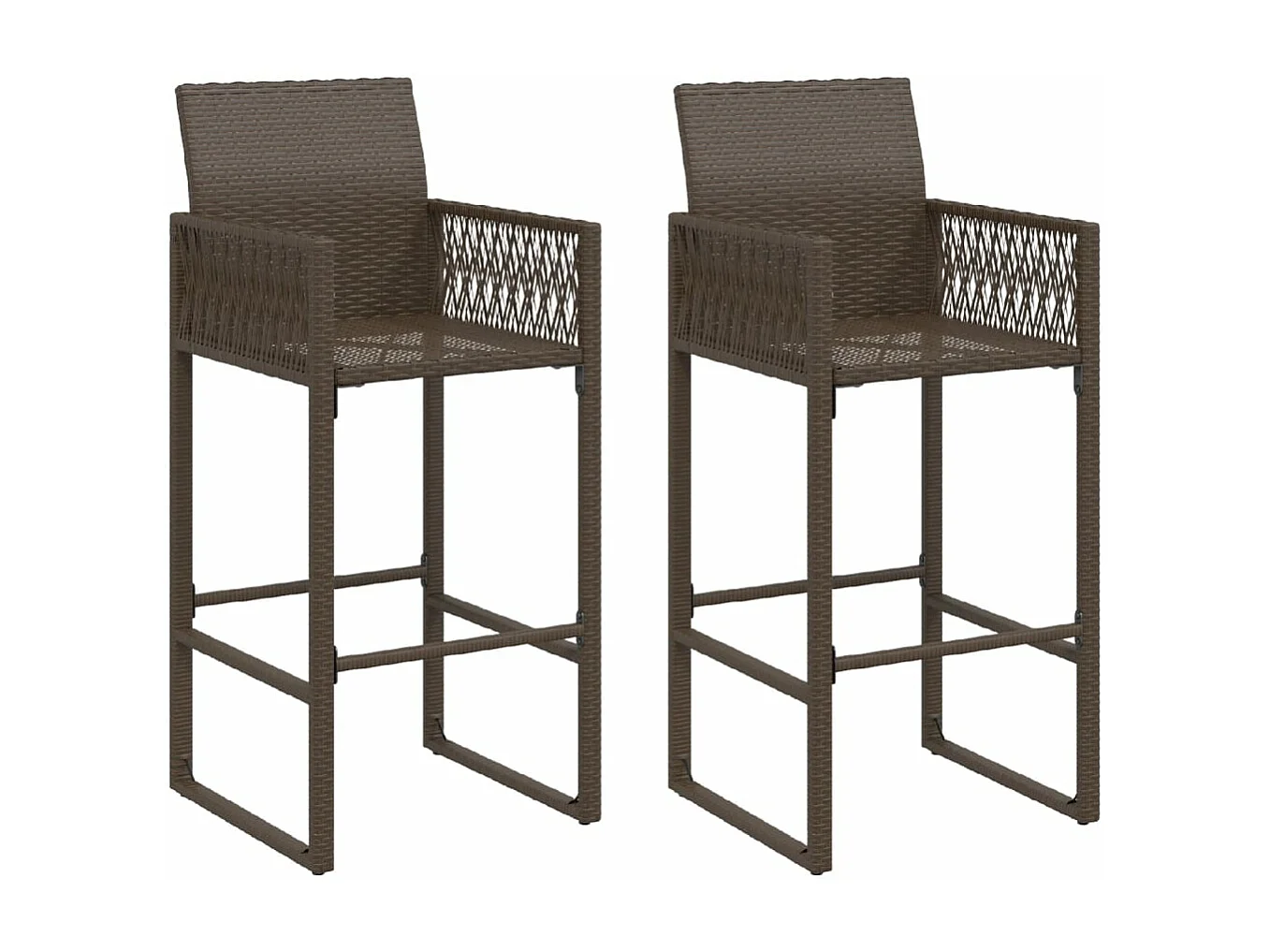 Tabourets de bar de jardin lot de 2 marron résine tressée