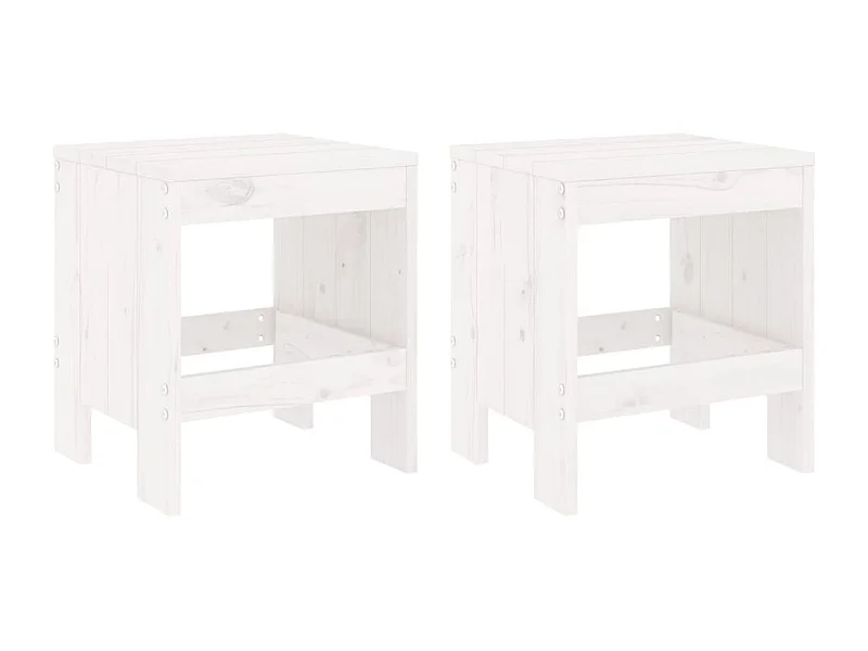 Tabourets de jardin 2 pcs blanc 40x36x45 bois massif de pin