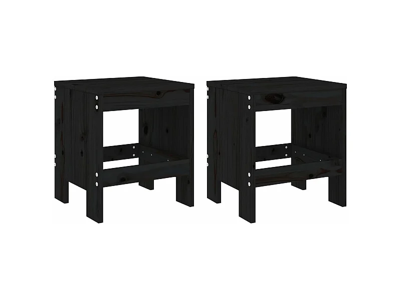 Tabourets de jardin 2 pcs noir 40x36x45 bois massif de pin