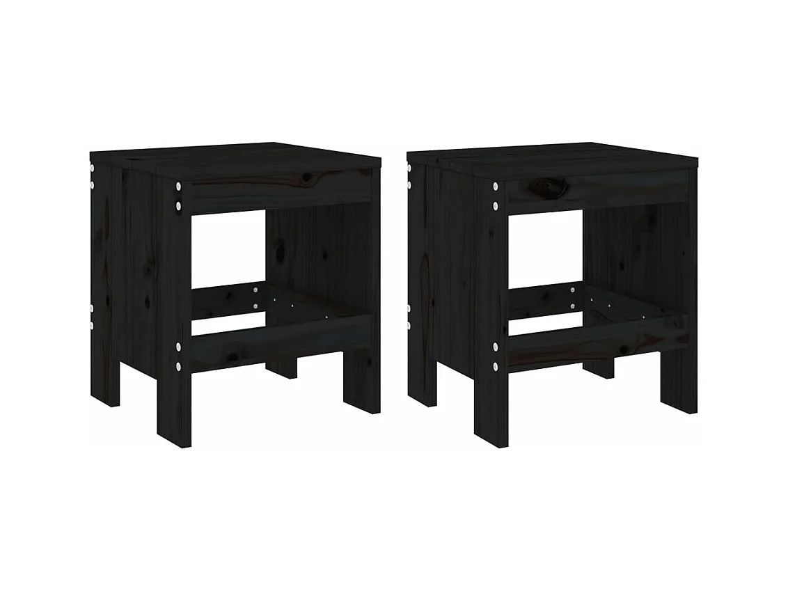 Tabourets de jardin 2 pcs noir 40x36x45 bois massif de pin