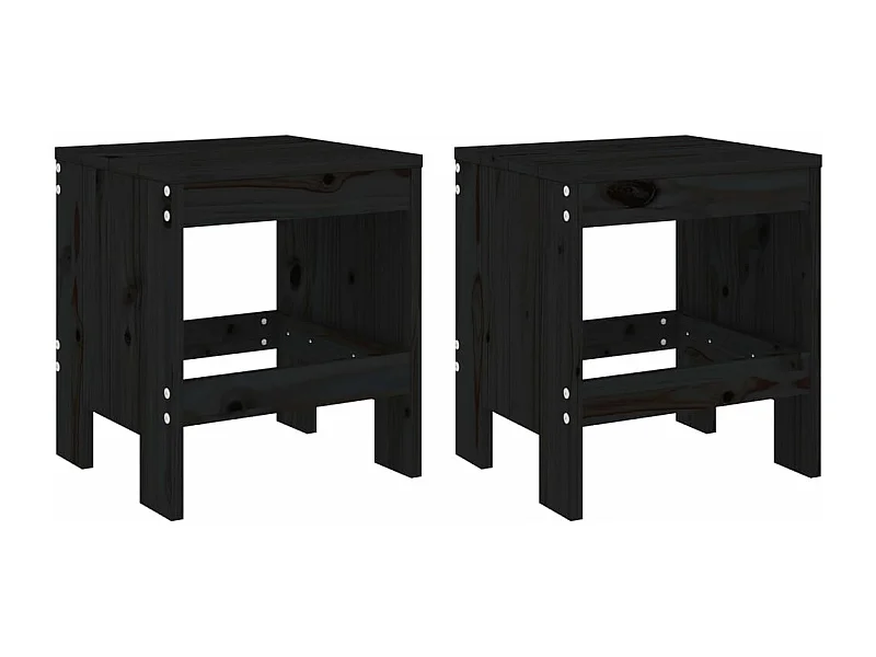 Tabourets de jardin 2 pcs noir 40x36x45 bois massif de pin