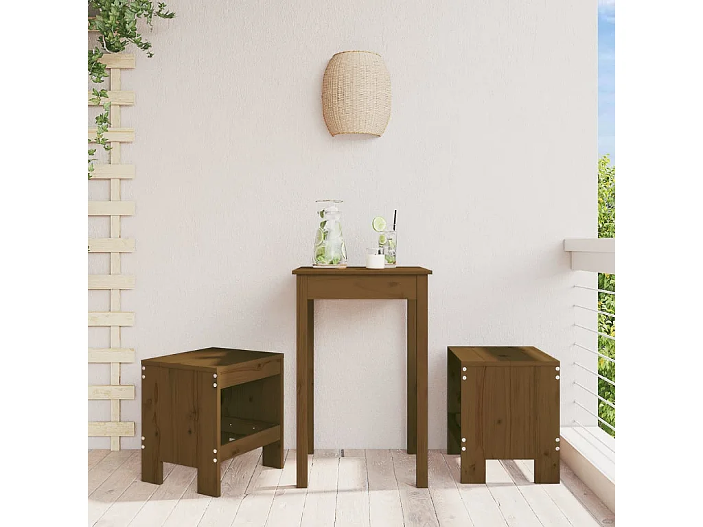 Tabourets de jardin 2 pcs marron miel 40x36x45 pin massif