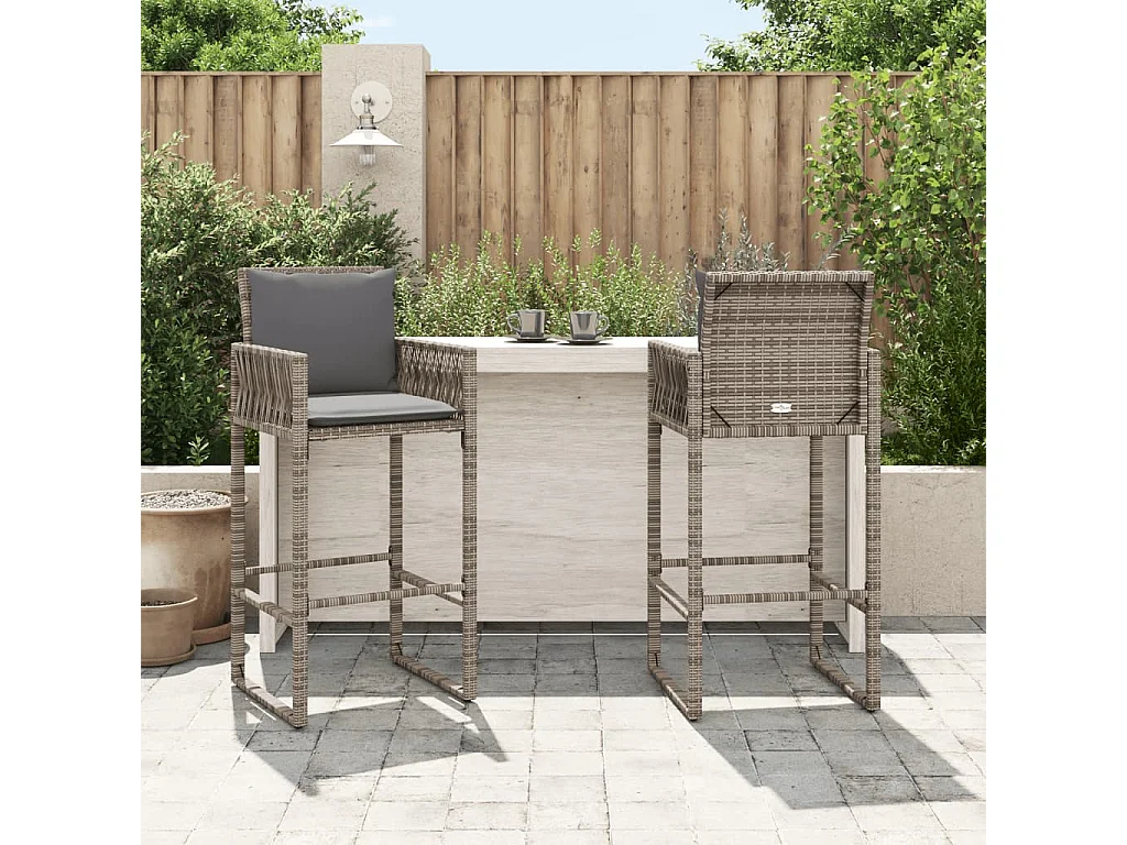 Tabourets de bar de jardin lot de 2 gris résine tressée