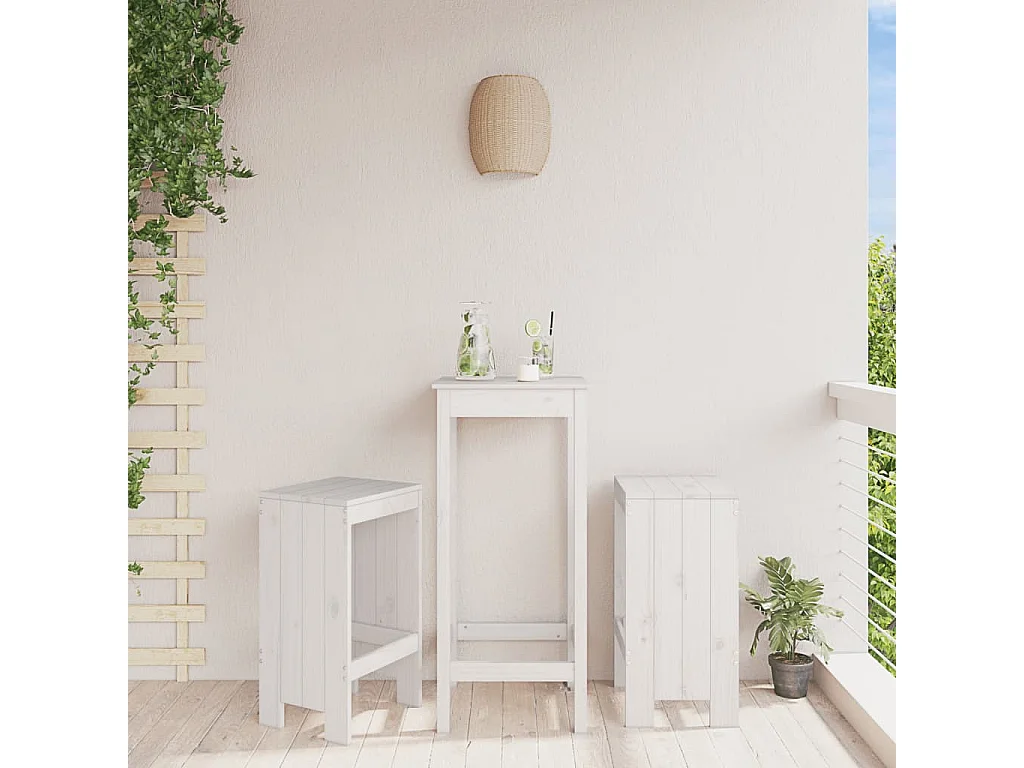 Tabourets de bar 2 pcs blanc 40x36x75 bois massif de pin