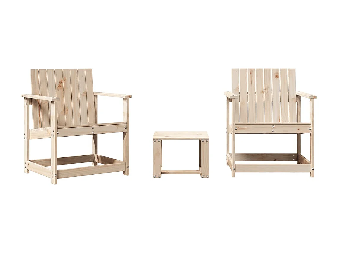 Salon de jardin 3 pcs bois massif de pin