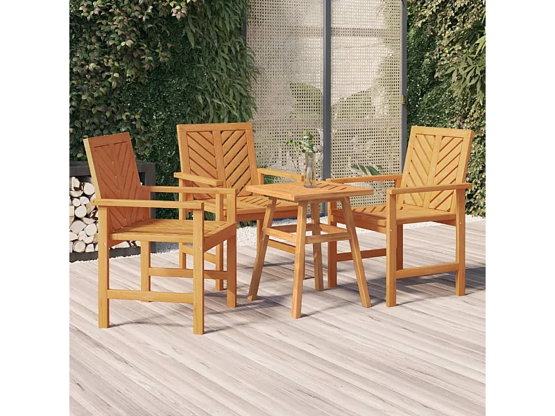 Chaises à dîner de jardin 3 pcs bois massif d'acacia