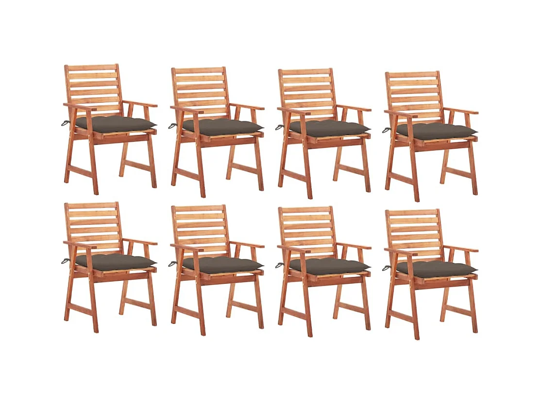 Chaises à dîner d'extérieur 8 pcs avec coussins Acacia massif 35