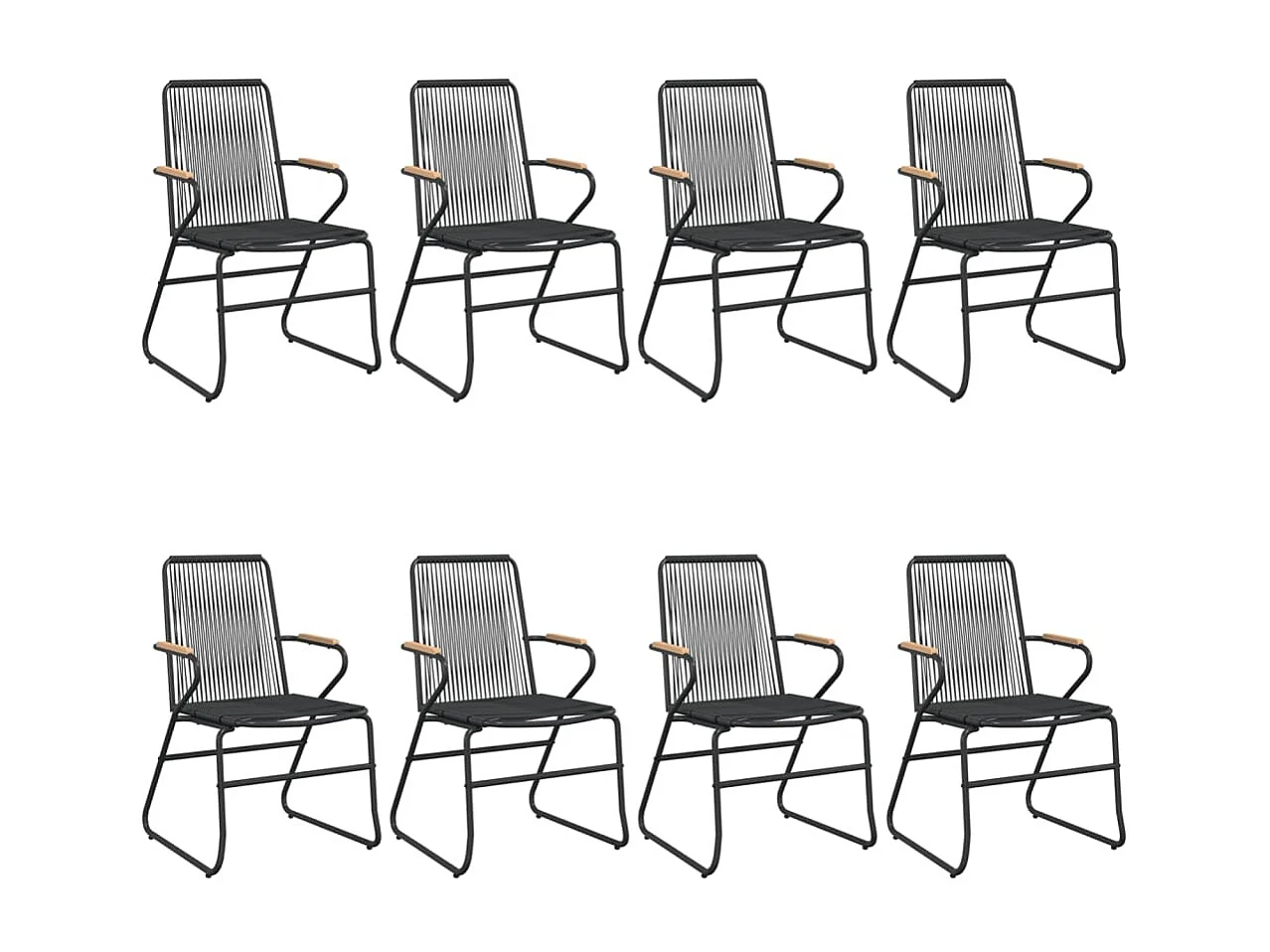 Ensemble à manger de jardin 9 pcs noir rotin PVC