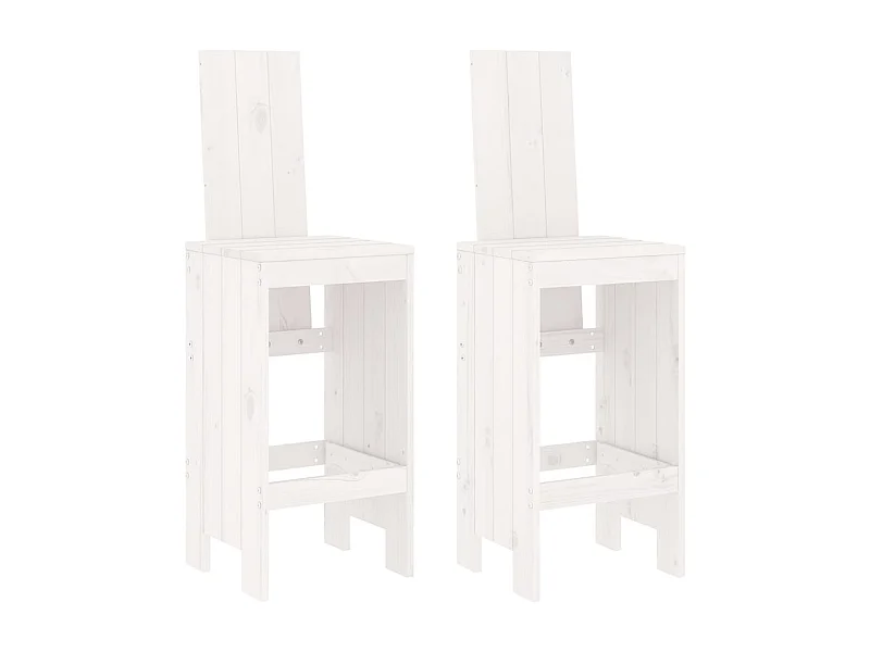Tabourets de bar 2 pcs blanc 40x42x120 bois massif de pin