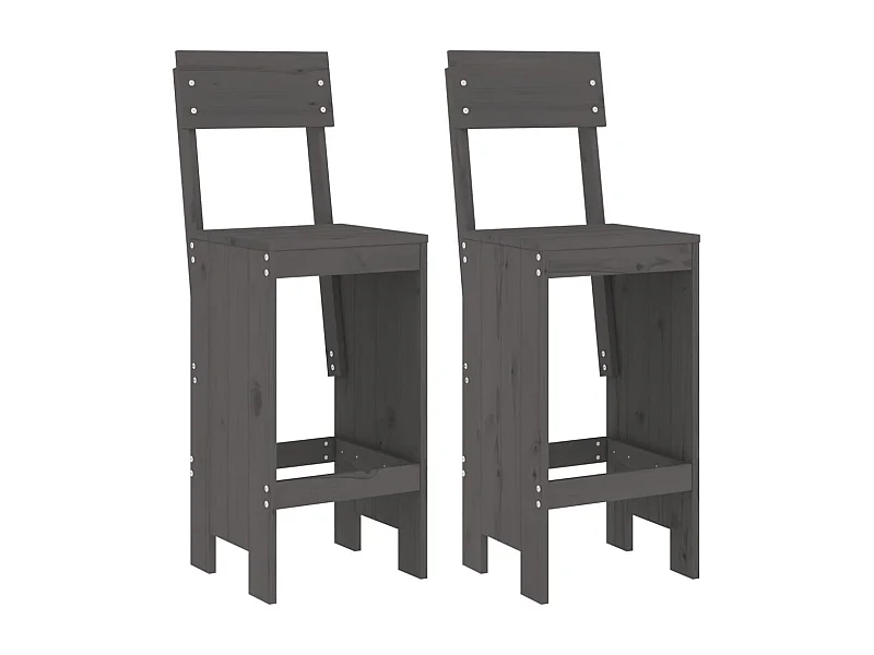 Tabourets de bar 2 pcs gris 40x48,5x115,5 bois massif de pin
