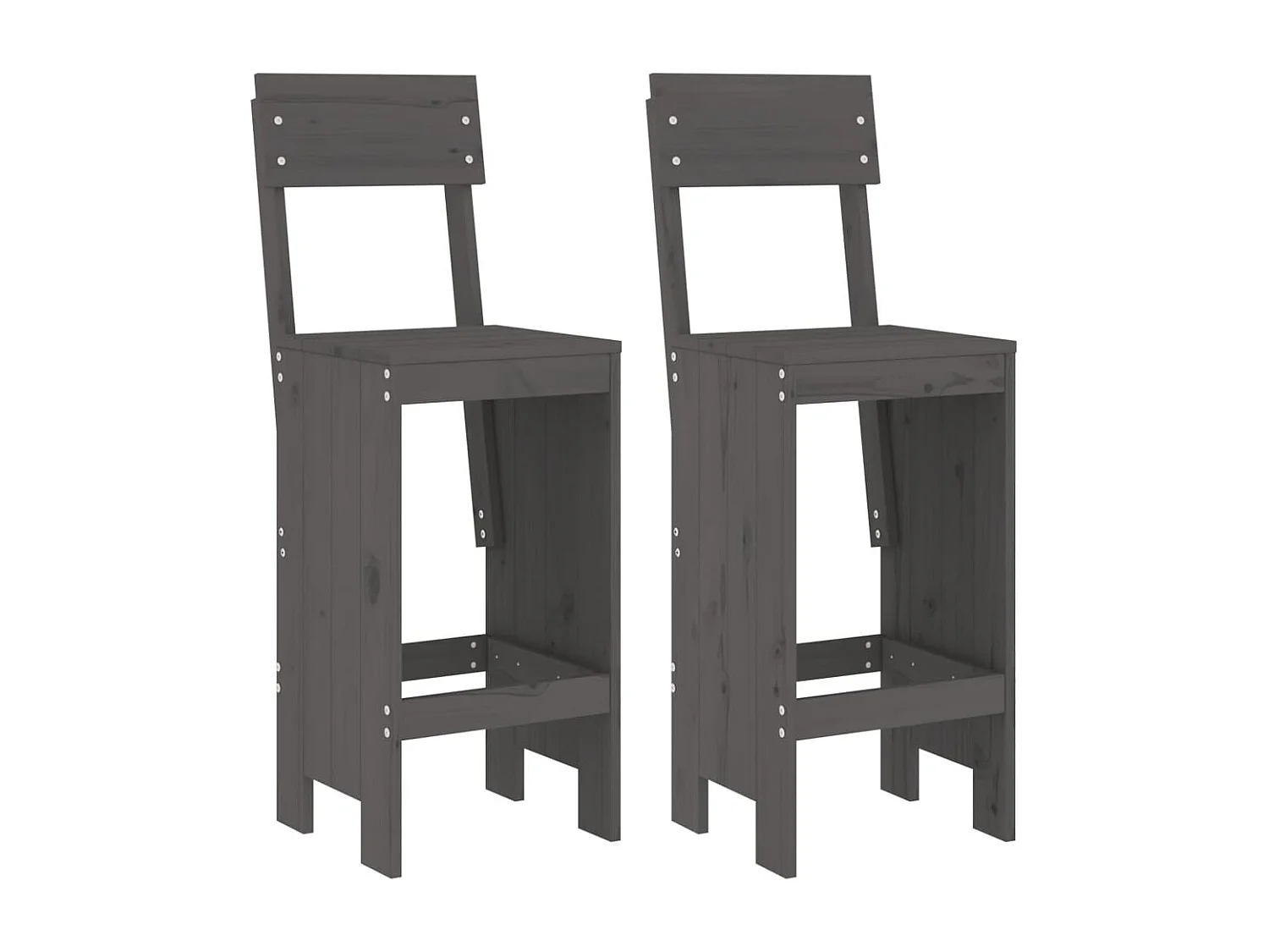 Tabourets de bar 2 pcs gris 40x48,5x115,5 bois massif de pin