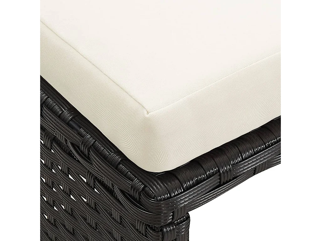 Tabourets de jardin avec coussins 4 pcs noir résine tressée