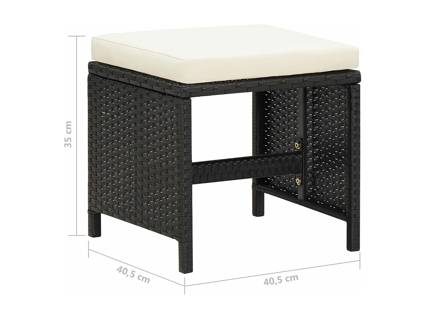 Tabourets de jardin avec coussins 4 pcs noir résine tressée