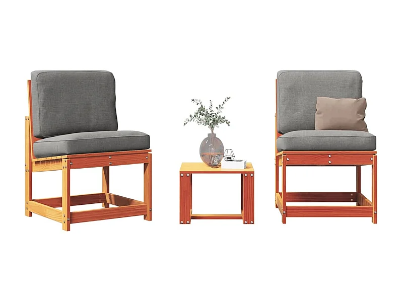 Salon de jardin 3 pcs marron bois de pin massif