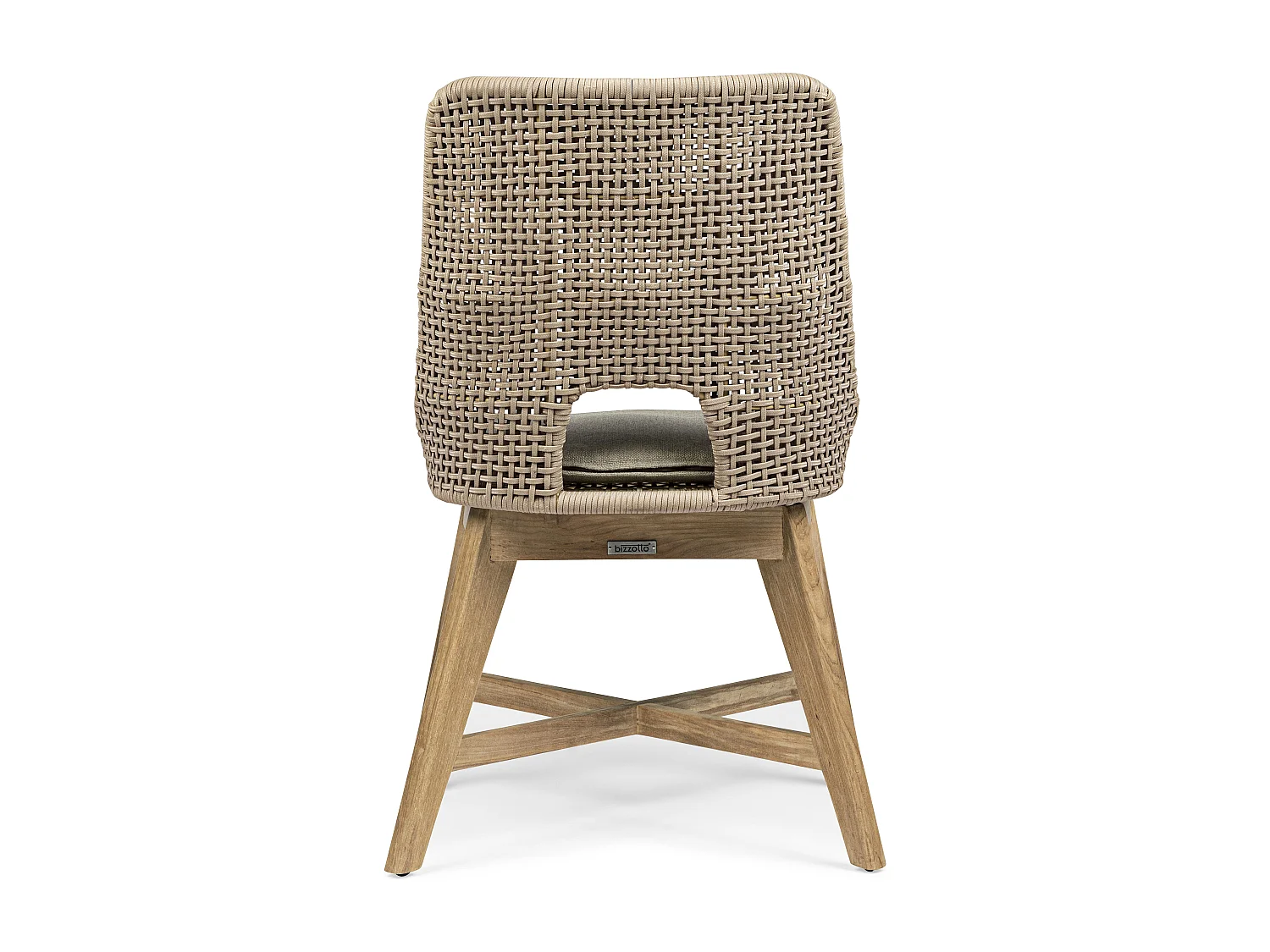 Fauteuil de jardin en tressage beige et pieds en bois de teck Peria - Lot de 2