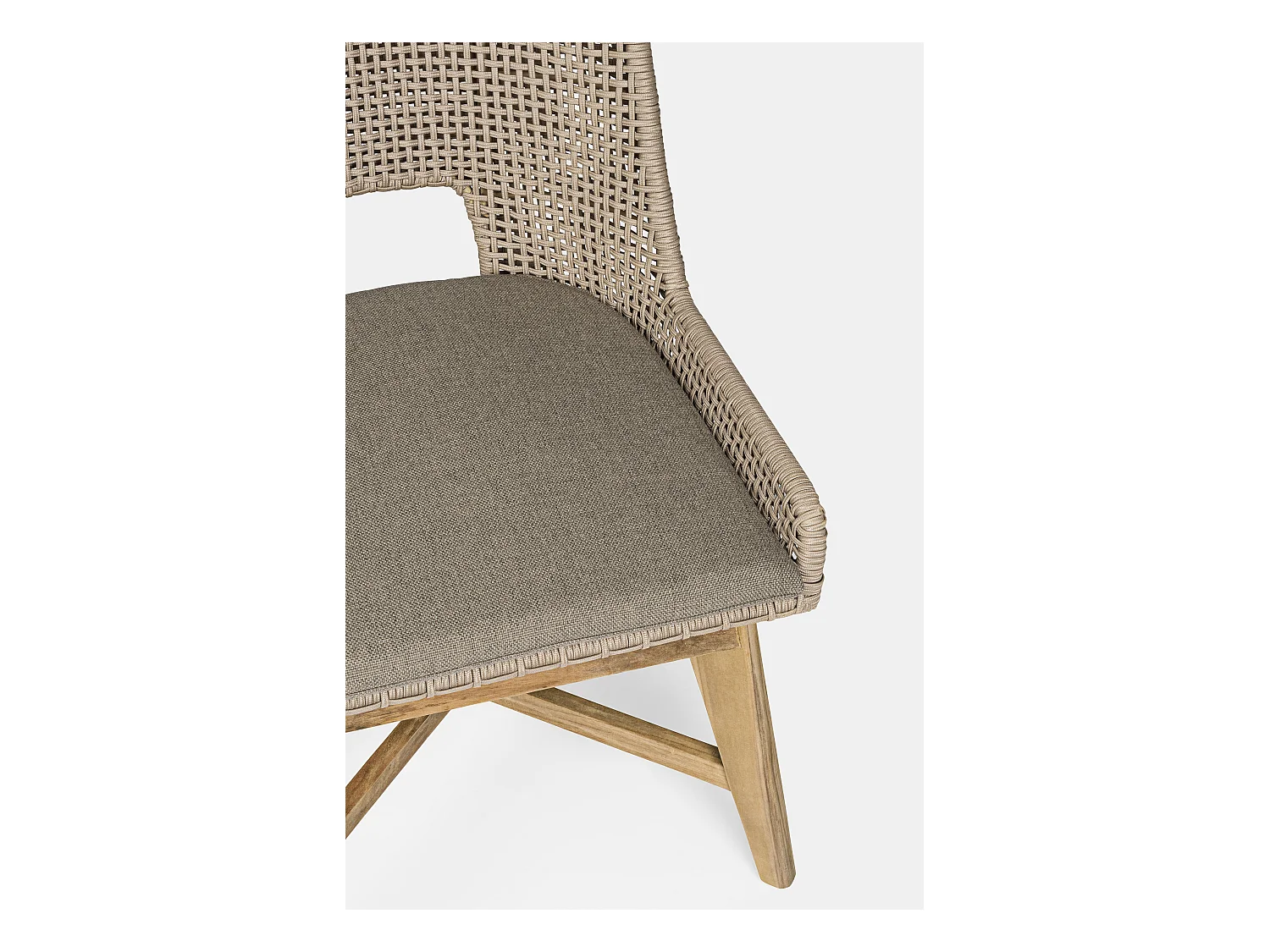 Fauteuil de jardin en tressage beige et pieds en bois de teck Peria - Lot de 2