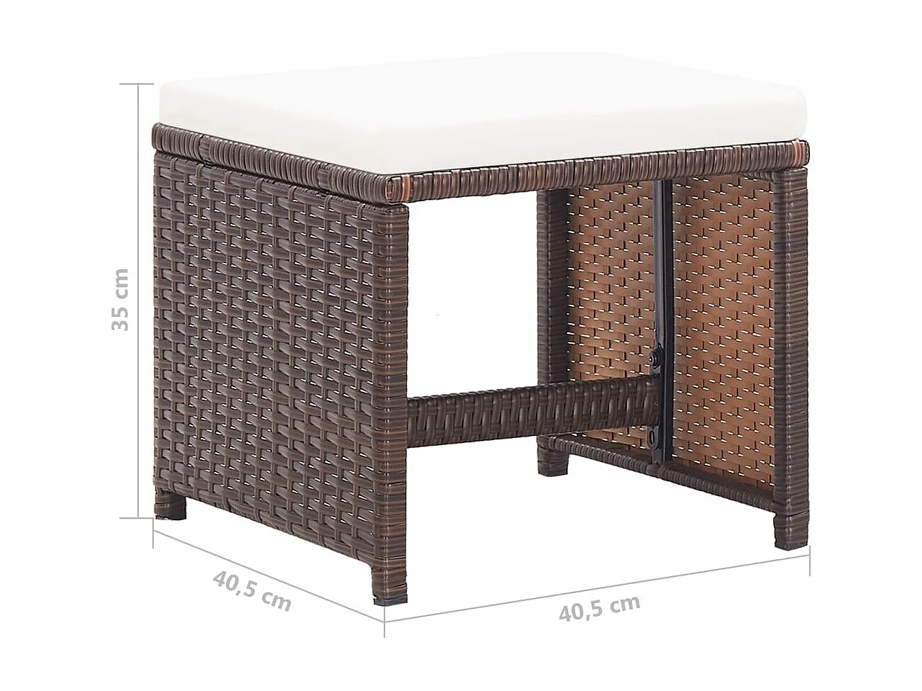 Tabourets de jardin avec coussins 4 pcs marron résine tressée