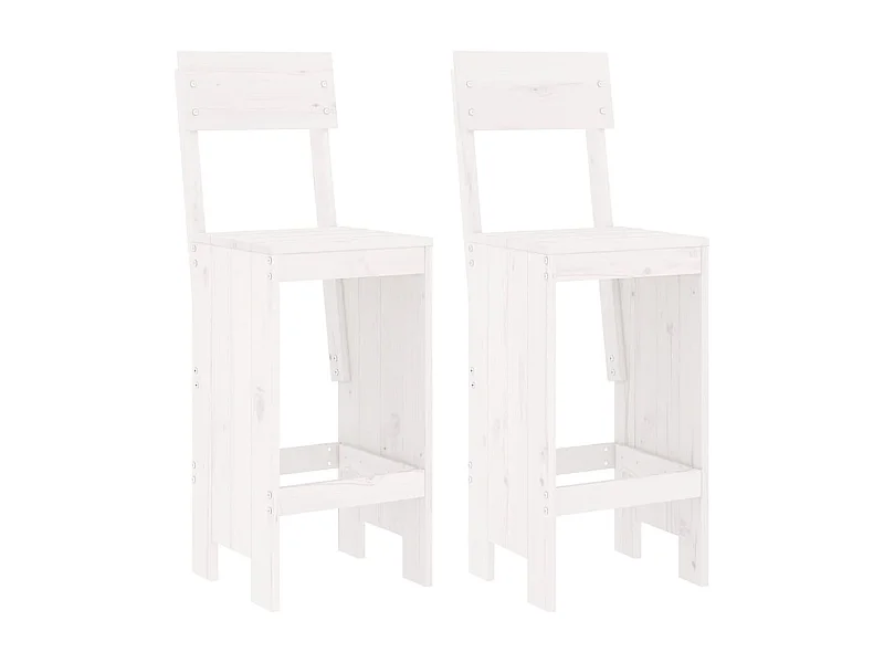 Tabourets de bar 2 pcs blanc 40x48,5x115,5 bois massif de pin
