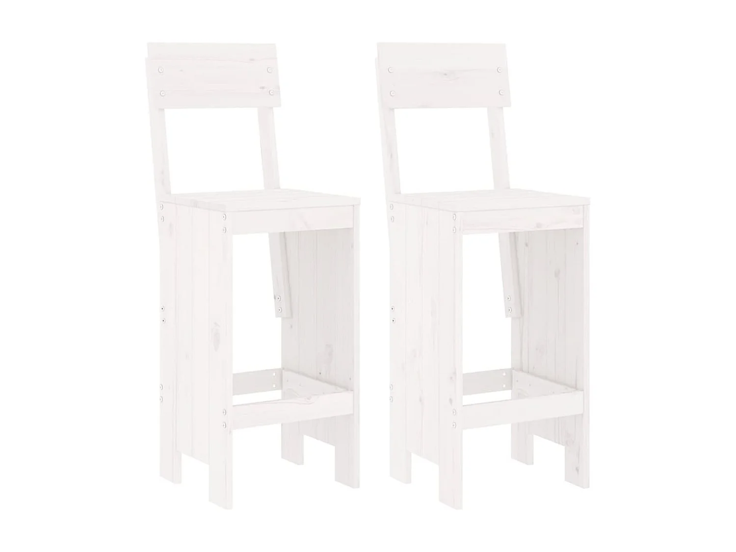 Tabourets de bar 2 pcs blanc 40x48,5x115,5 bois massif de pin