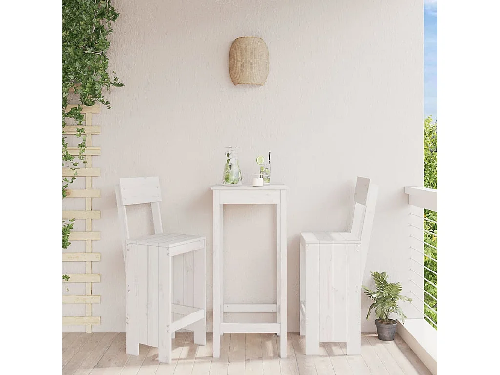 Tabourets de bar 2 pcs blanc 40x48,5x115,5 bois massif de pin