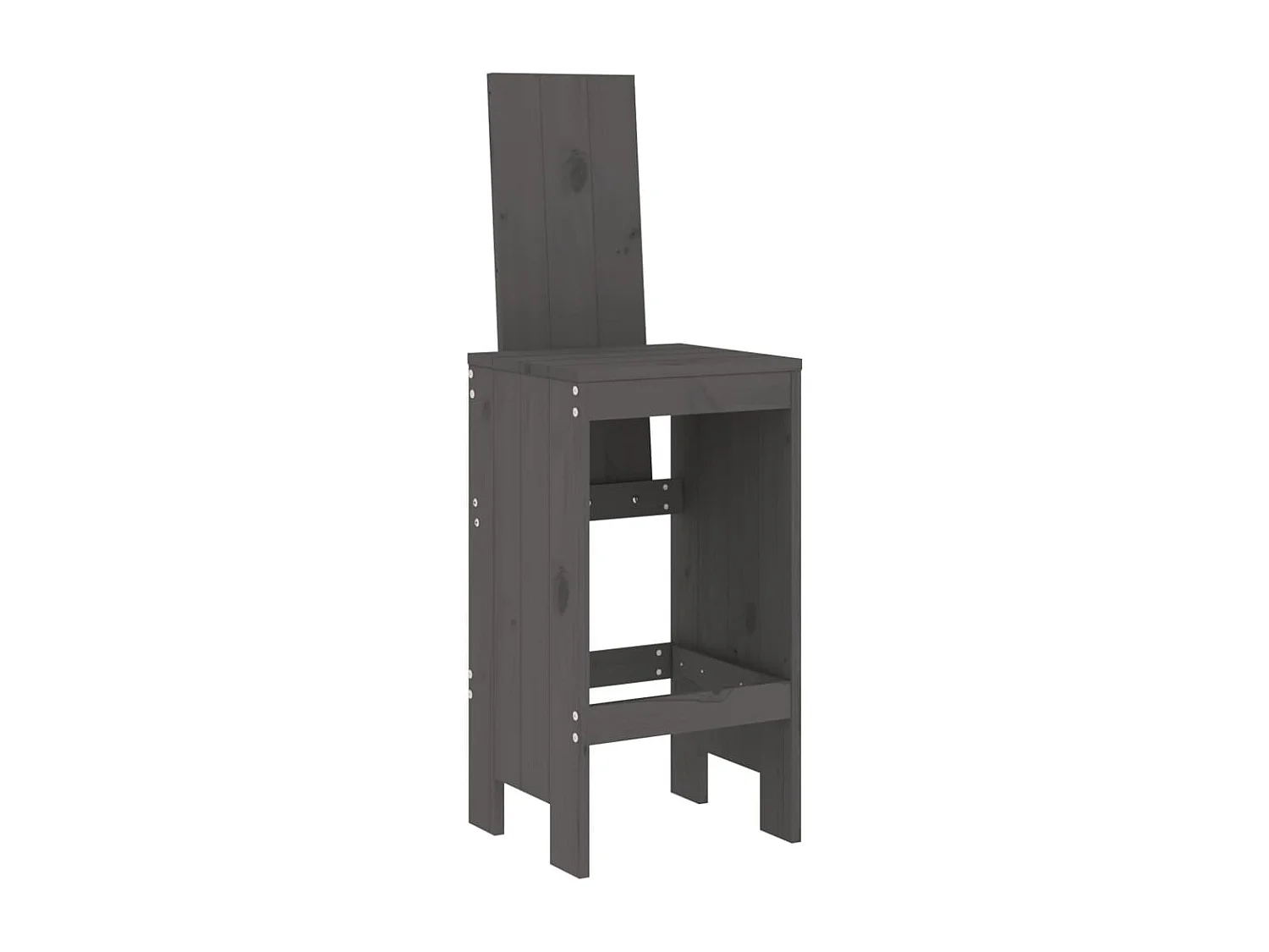 Tabourets de bar 2 pcs gris 40x42x120 bois massif de pin
