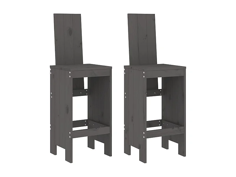 Tabourets de bar 2 pcs gris 40x42x120 bois massif de pin