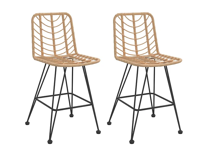 Tabourets de bar 2 pcs 45x56x103,5 Résine tressée et acier