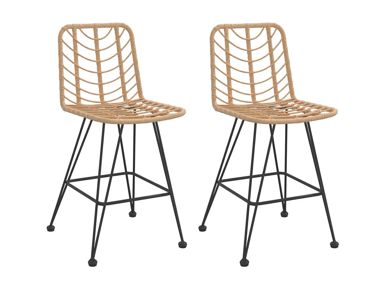 Tabourets de bar 2 pcs 45x56x103,5 Résine tressée et acier