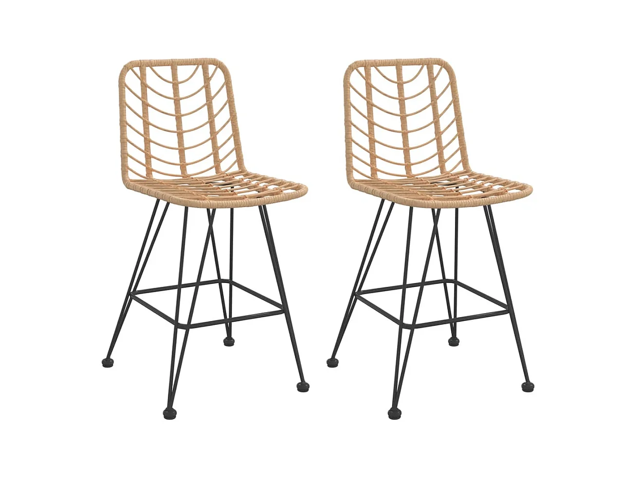 Tabourets de bar 2 pcs 45x56x103,5 Résine tressée et acier