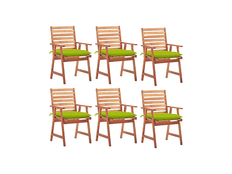 Chaises à dîner d'extérieur 6 pcs avec coussins Acacia massif 23