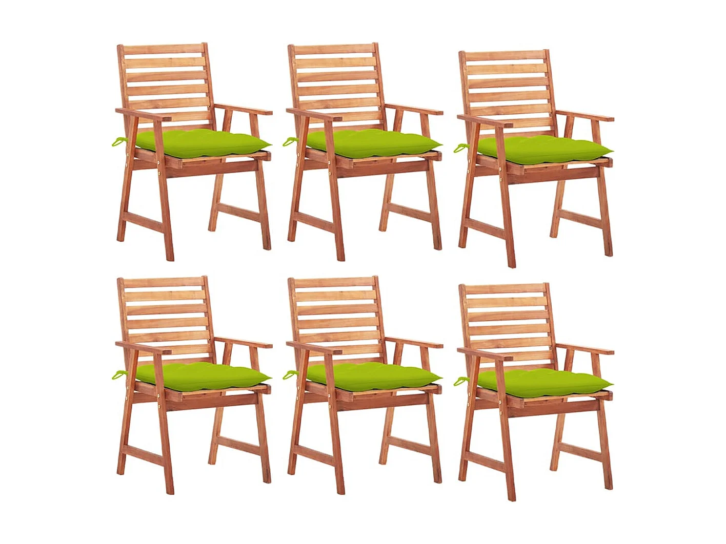 Chaises à dîner d'extérieur 6 pcs avec coussins Acacia massif 23