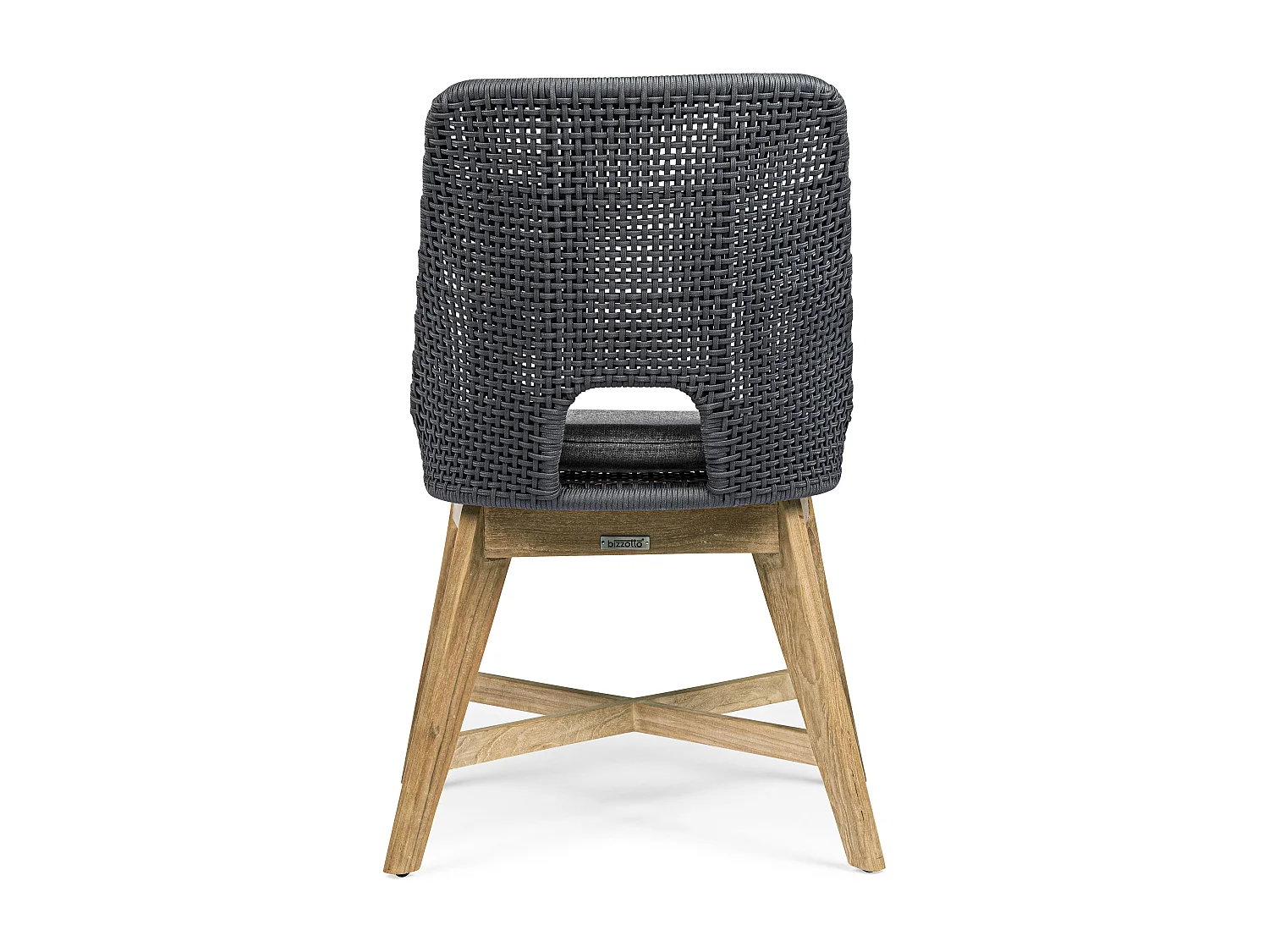 Fauteuil de jardin en tressage gris et pieds en bois de teck Peria - Lot de 2