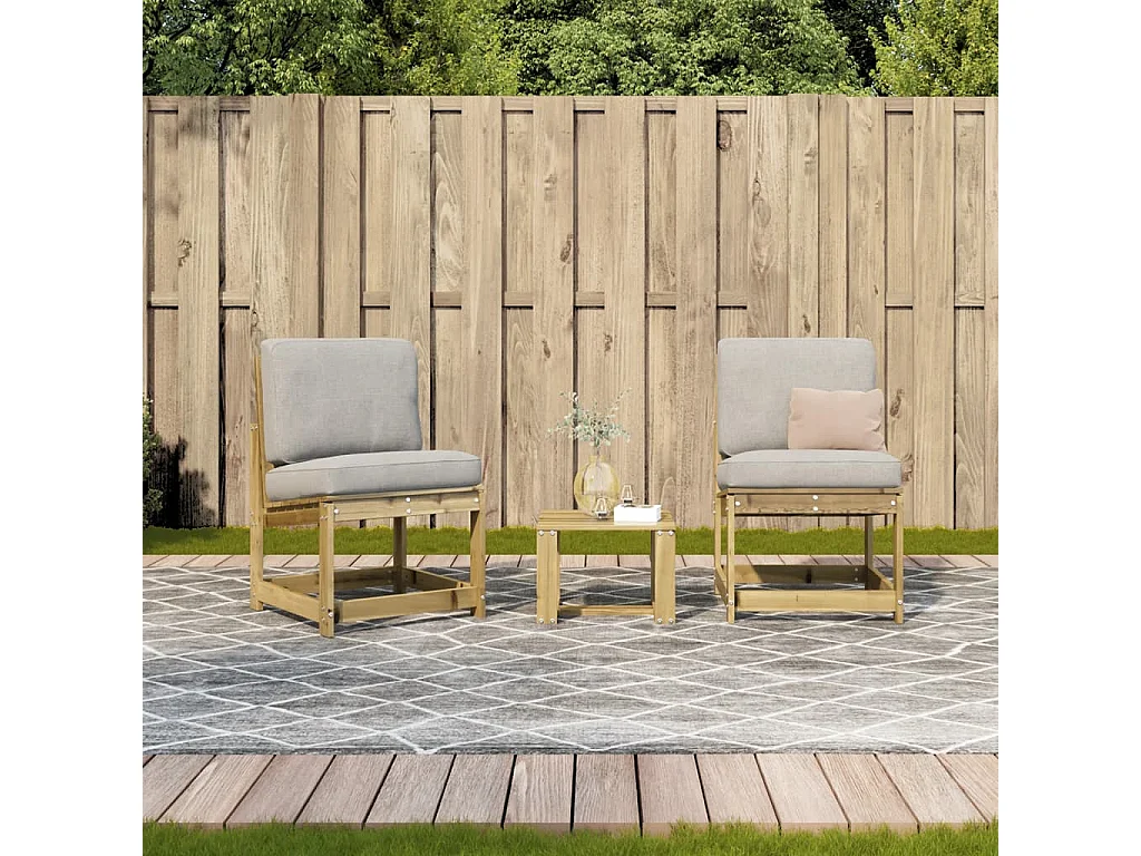 Salon de jardin 3 pcs bois de pin imprégné