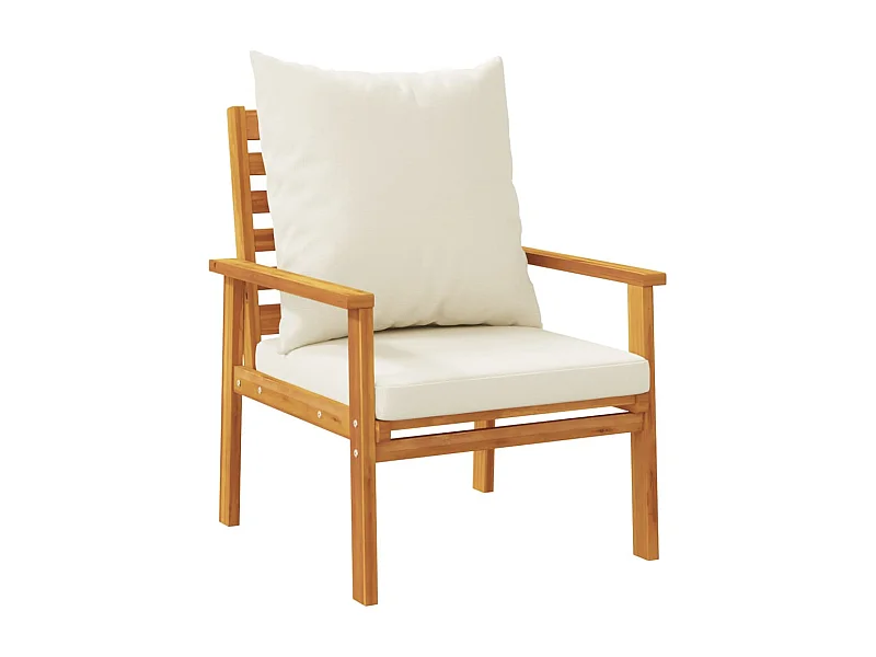Fauteuil de jardin lot de 2 avec coussin bois massif d'acacia