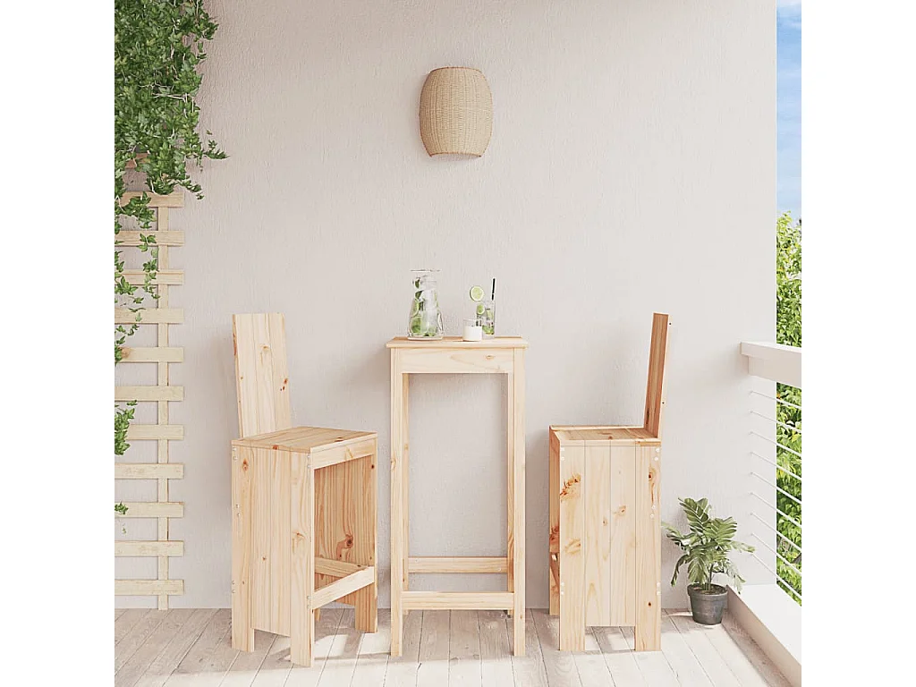 Tabourets de bar 2 pcs 40x42x120 bois massif de pin