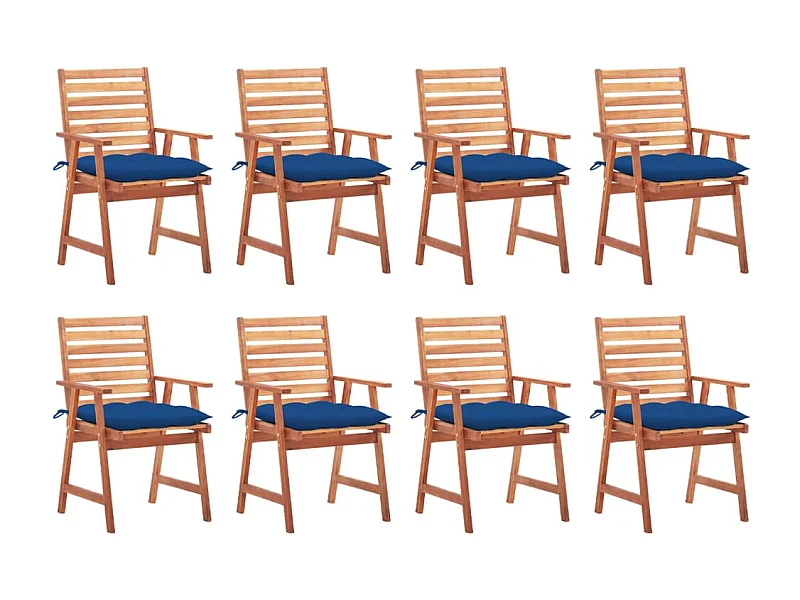 Chaises à dîner d'extérieur 8 pcs avec coussins Acacia massif 37
