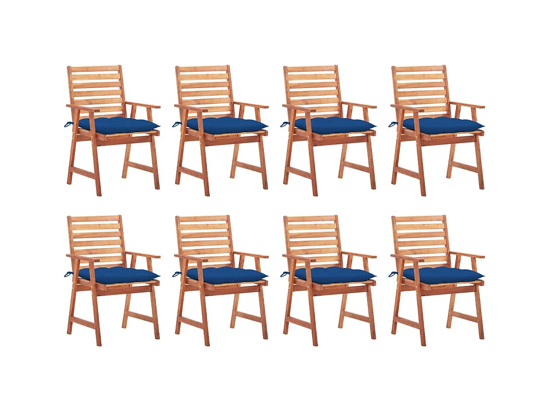 Chaises à dîner d'extérieur 8 pcs avec coussins Acacia massif 37