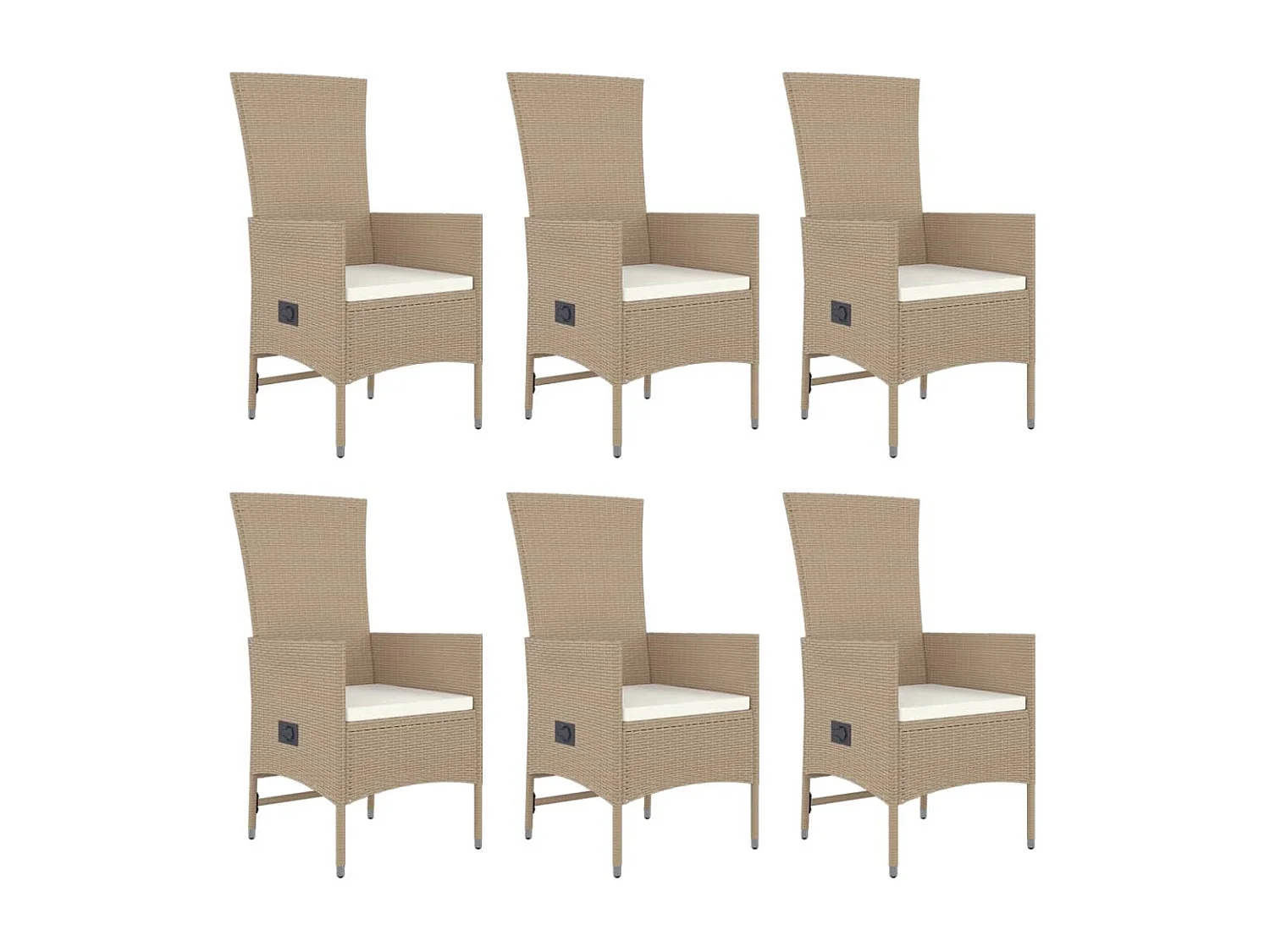 Ensemble à manger de jardin et coussins 7 pcs beige poly rotin