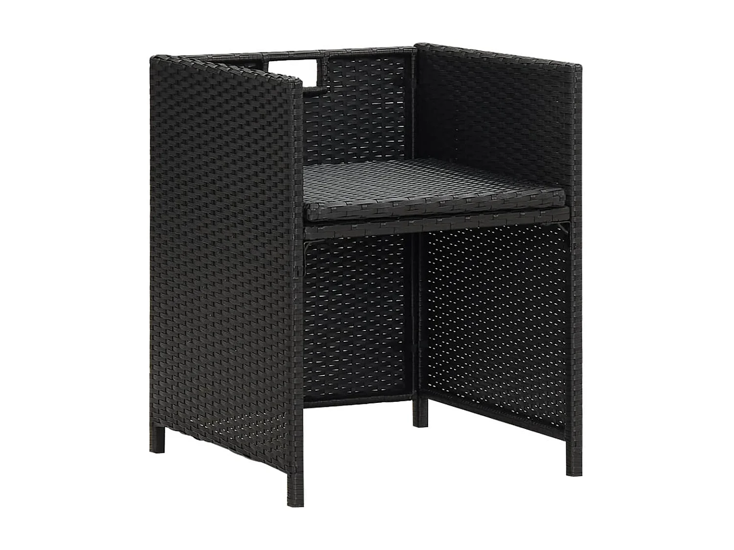 Chaises à manger de jardin avec coussins 4 pcs noir poly rotin