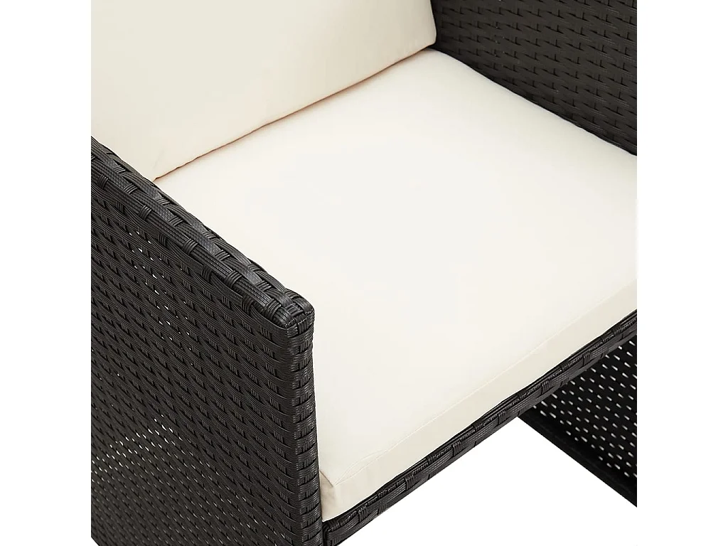 Chaises à manger de jardin avec coussins 4 pcs noir poly rotin