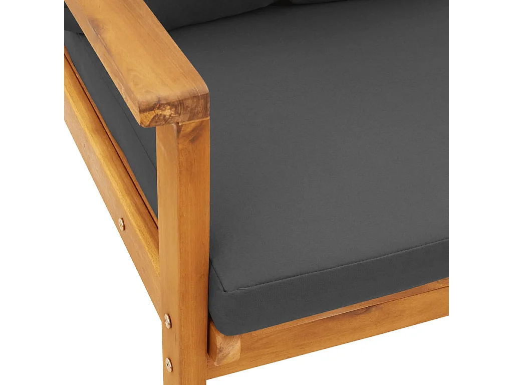 Fauteuil de jardin lot de 2 avec coussin bois massif d'acacia