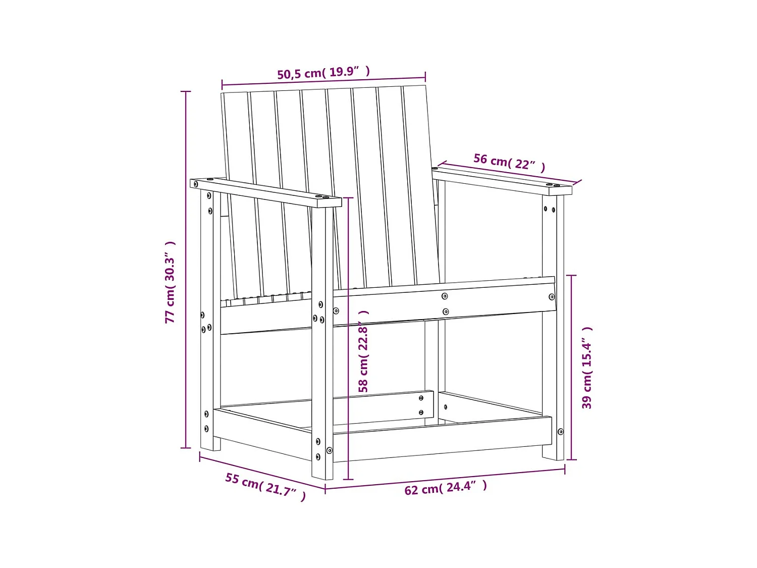 Salon de jardin 3 pcs bois massif douglas