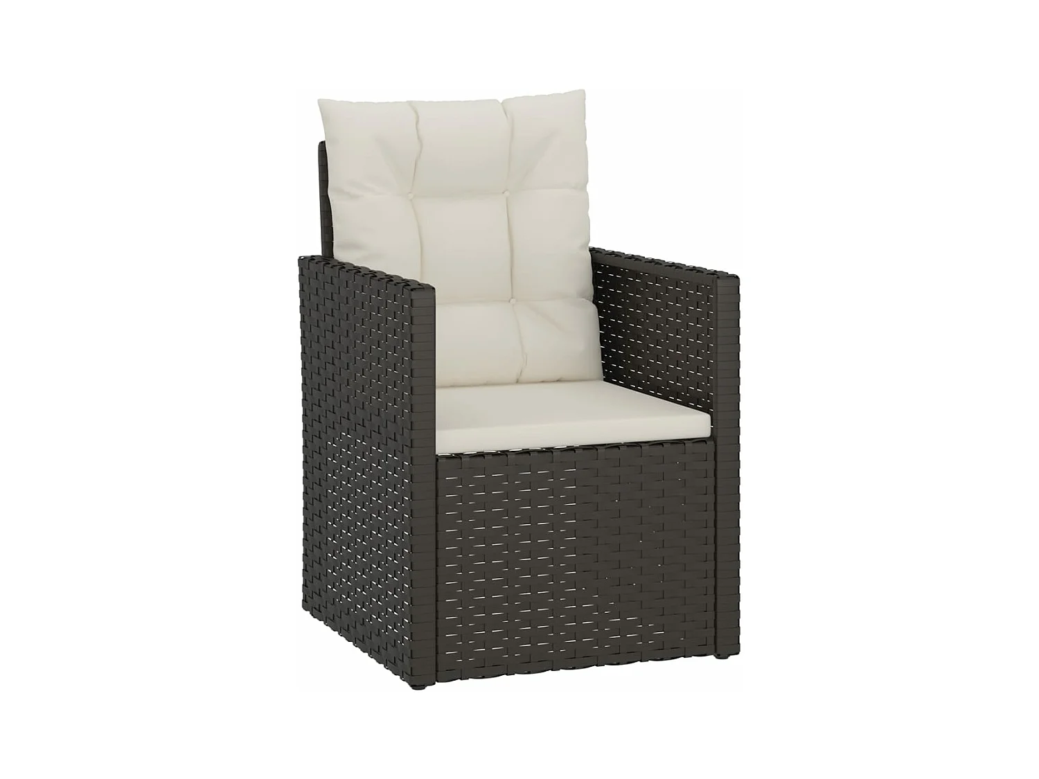 Fauteuil de jardin avec coussins Noir Résine tressée