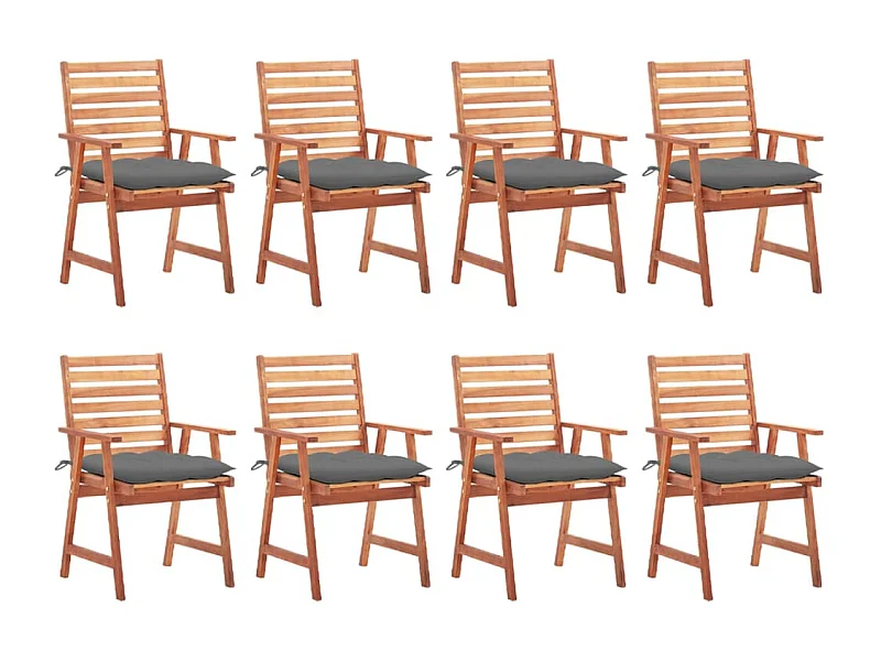 Chaises à dîner d'extérieur 8 pcs avec coussins Acacia massif 28