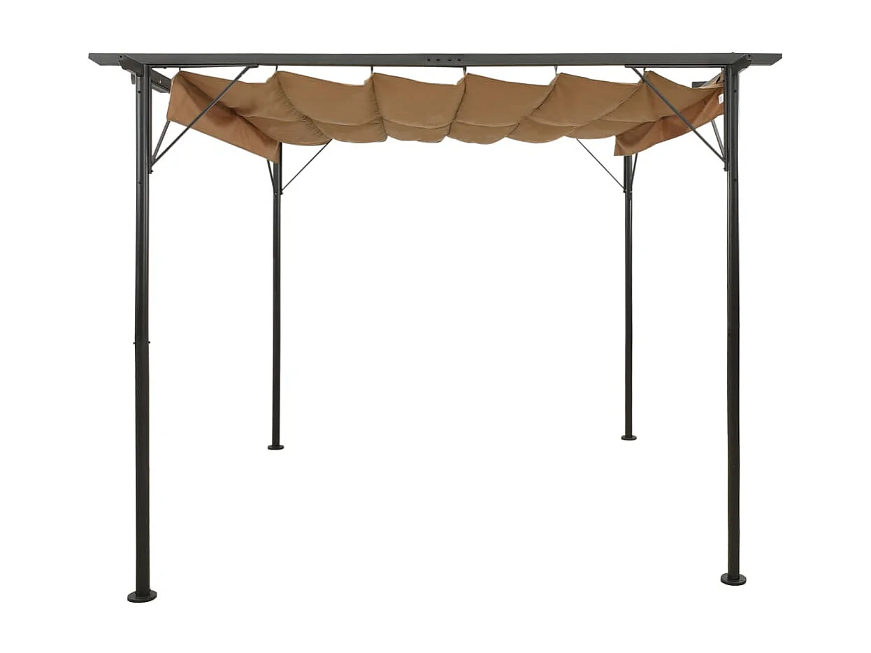 Pergola avec toit rétractable Taupe 3x3 m Acier 180 g-m²
