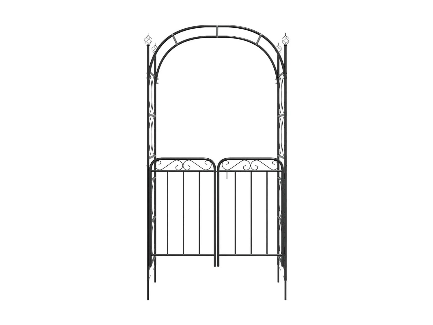 Arche de jardin avec portail noir 108x45x235 acier