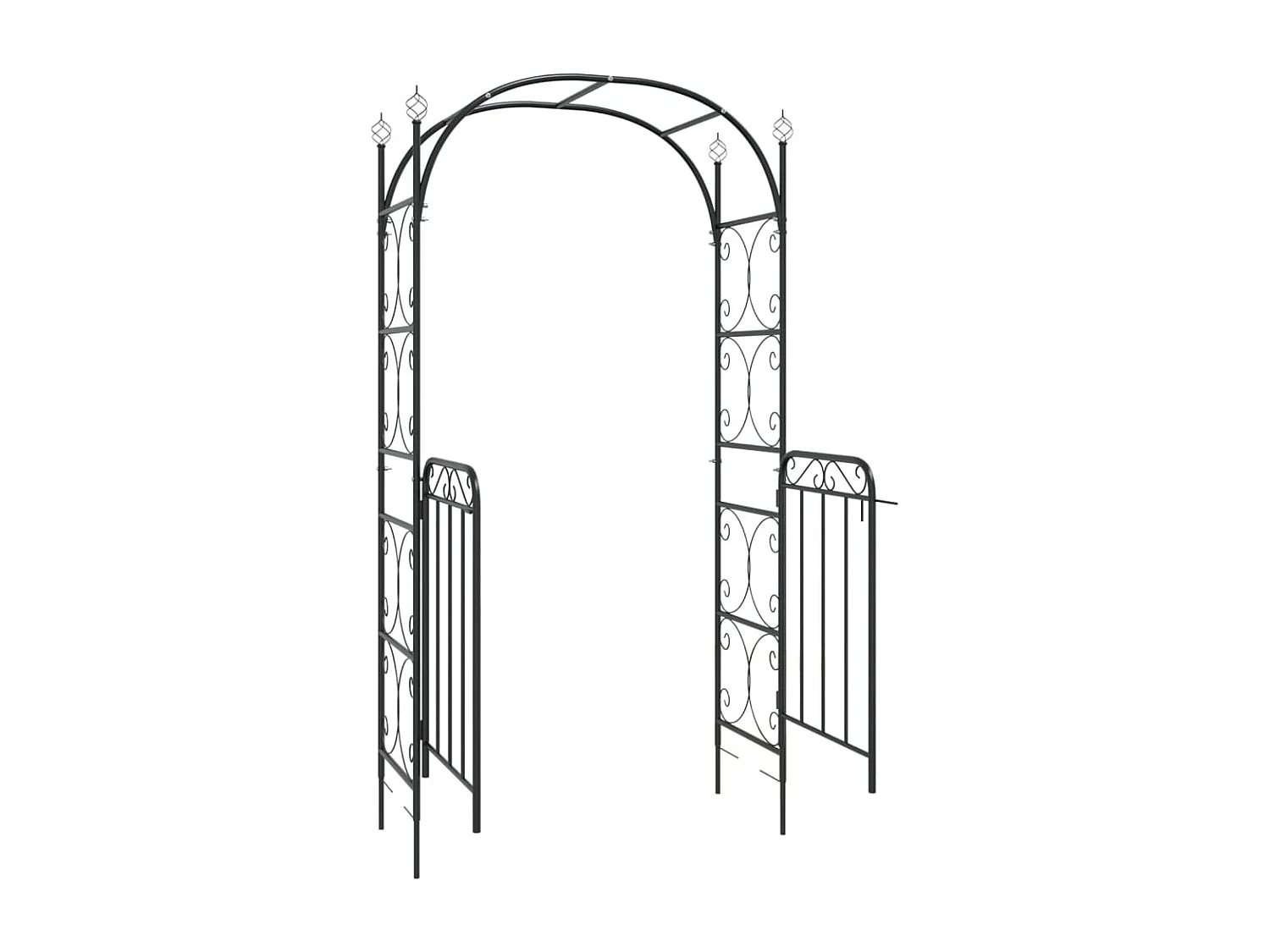 Arche de jardin avec portail noir 108x45x235 acier