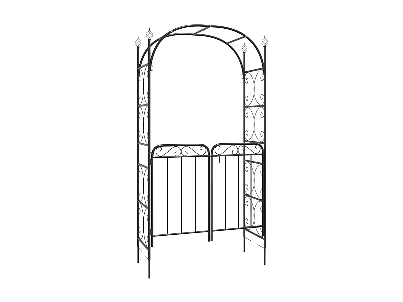 Arche de jardin avec portail noir 108x45x235 acier