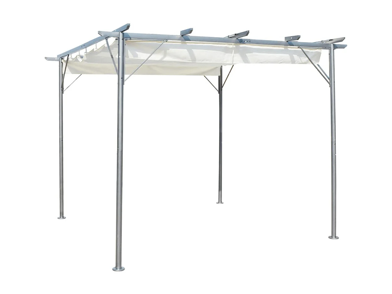 Pergola avec toit rétractable Blanc crème 3 x 3 m Acier